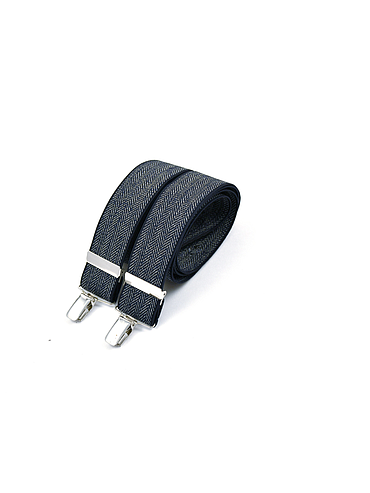 Wide clip-on suspenders - Navy blue chevron