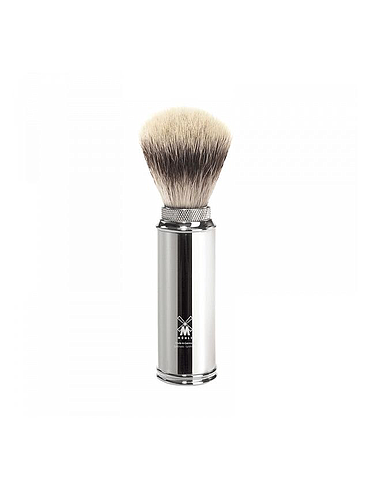 Muehle - Chromed metal - Travel shaving brush - Silvertip Fiber
